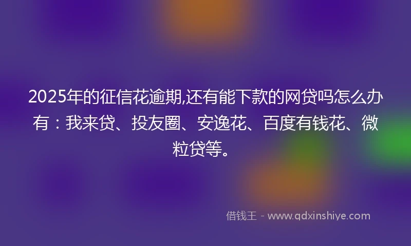 2025年的征信花逾期,还有能下款的网贷吗怎么办有：我来贷、投友圈、安逸花、百度有钱花、微粒贷等。