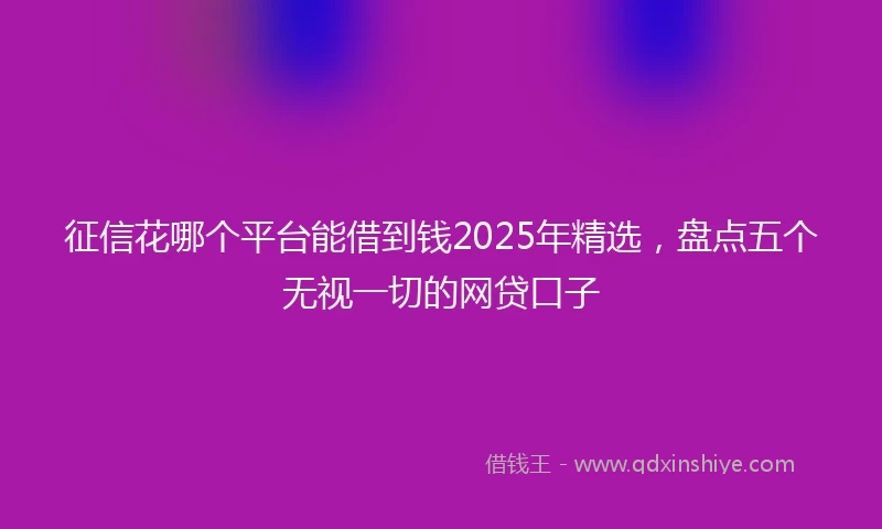 征信花哪个平台能借到钱2025年精选，盘点五个无视一切的网贷口子