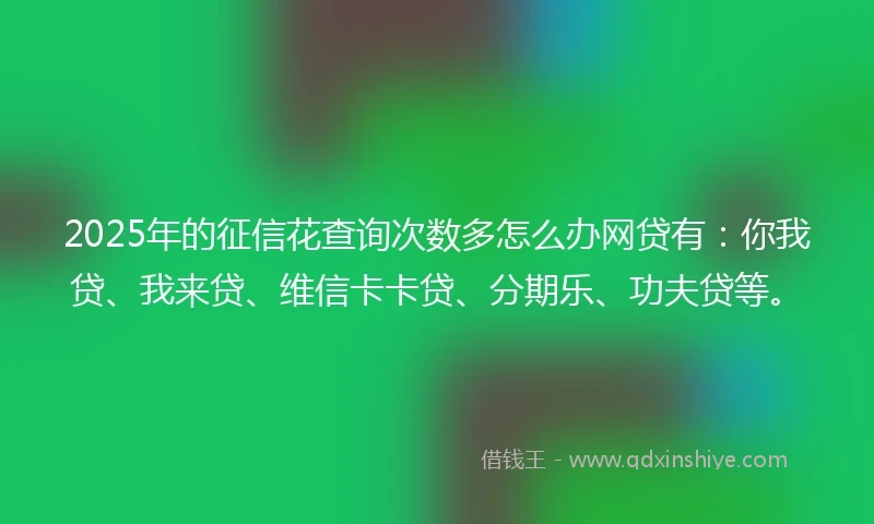 2025年的征信花查询次数多怎么办网贷有：你我贷、我来贷、维信卡卡贷、分期乐、功夫贷等。