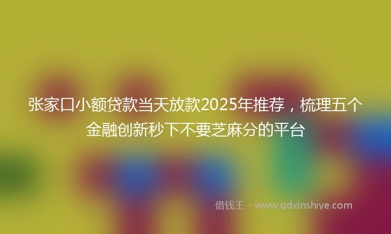 张家口小额贷款当天放款2025年推荐，梳理五个金融创新秒下不要芝麻分的平台
