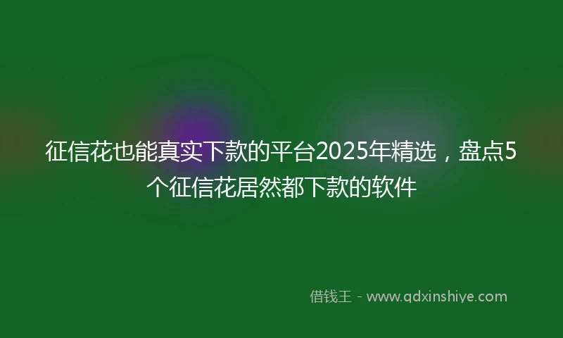 征信花也能真实下款的平台2025年精选，盘点5个征信花居然都下款的软件