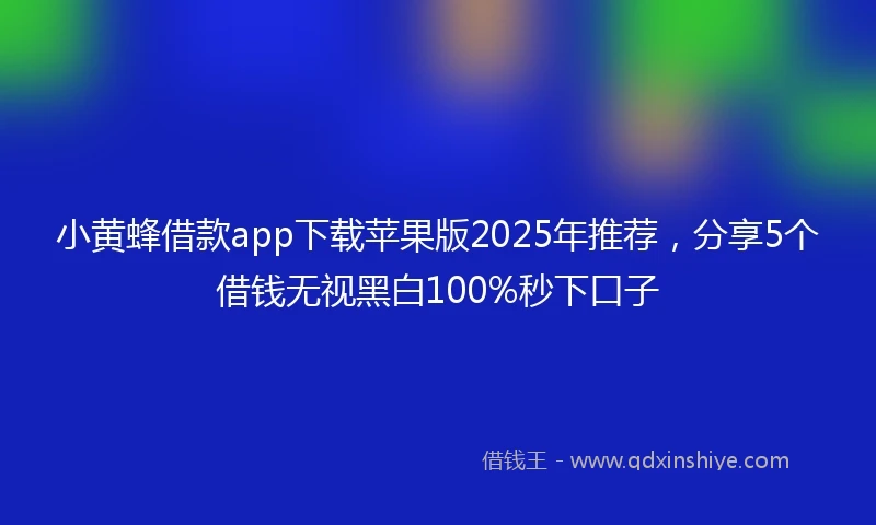 小黄蜂借款app下载苹果版2025年推荐，分享5个借钱无视黑白100%秒下口子