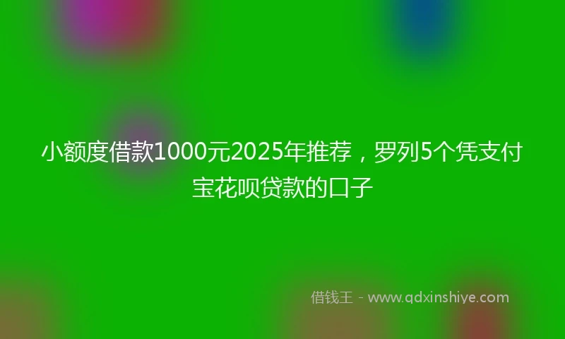 小额度借款1000元2025年推荐，罗列5个凭支付宝花呗贷款的口子