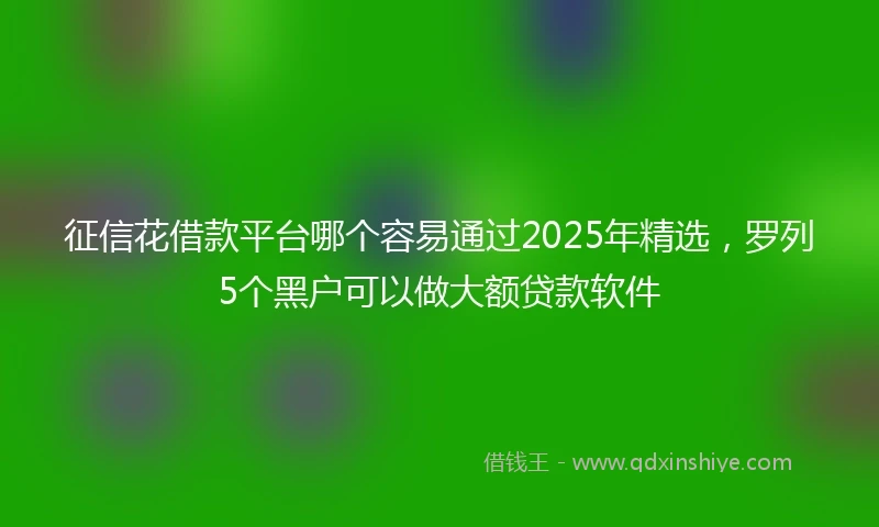 征信花借款平台哪个容易通过2025年精选，罗列5个黑户可以做大额贷款软件