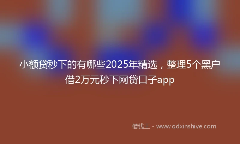 小额贷秒下的有哪些2025年精选，整理5个黑户借2万元秒下网贷口子app