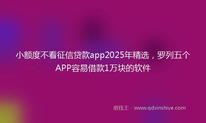 小额度不看征信贷款app2025年精选，罗列五个APP容易借款1万块的软件