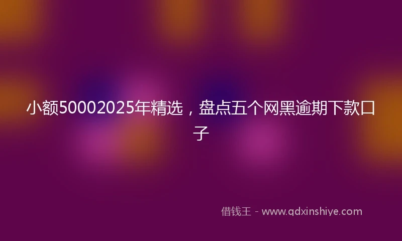 小额50002025年精选，盘点五个网黑逾期下款口子