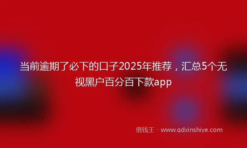 当前逾期了必下的口子2025年推荐，汇总5个无视黑户百分百下款app