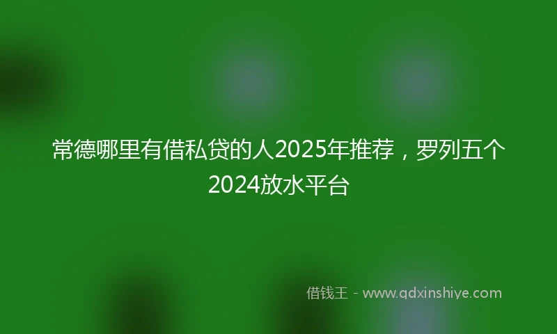 常德哪里有借私贷的人2025年推荐，罗列五个2024放水平台