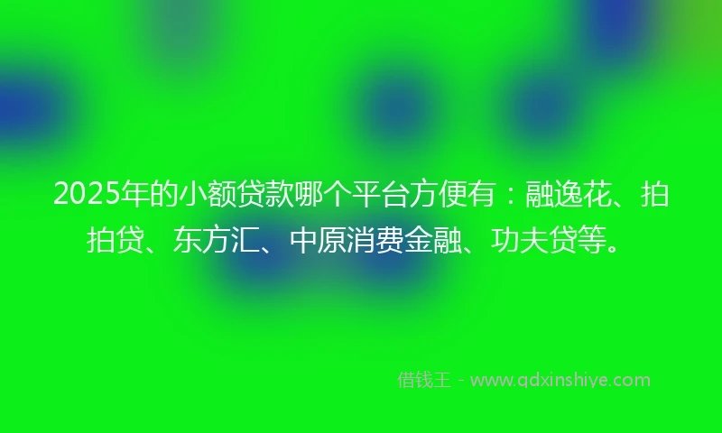 2025年的小额贷款哪个平台方便有：融逸花、拍拍贷、东方汇、中原消费金融、功夫贷等。