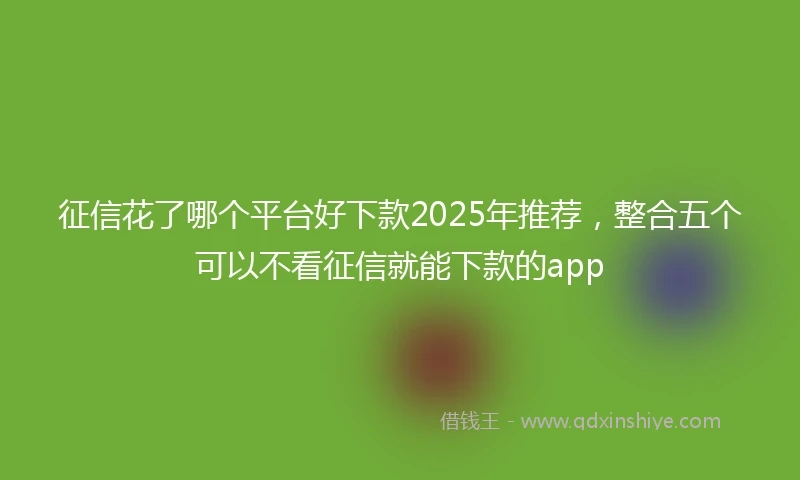 征信花了哪个平台好下款2025年推荐，整合五个可以不看征信就能下款的app