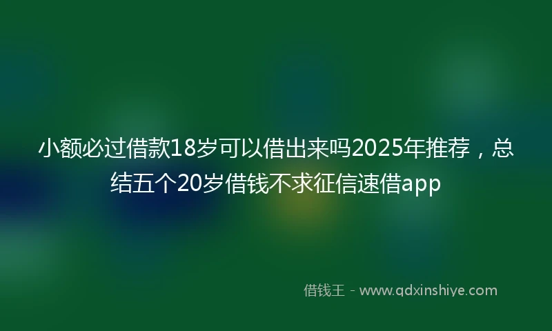 小额必过借款18岁可以借出来吗2025年推荐，总结五个20岁借钱不求征信速借app