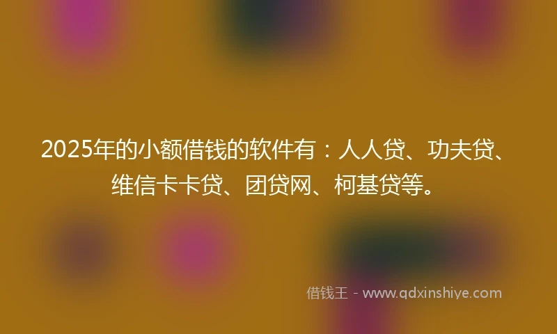 2025年的小额借钱的软件有：人人贷、功夫贷、维信卡卡贷、团贷网、柯基贷等。
