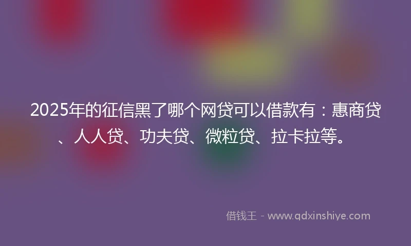 2025年的征信黑了哪个网贷可以借款有：惠商贷、人人贷、功夫贷、微粒贷、拉卡拉等。