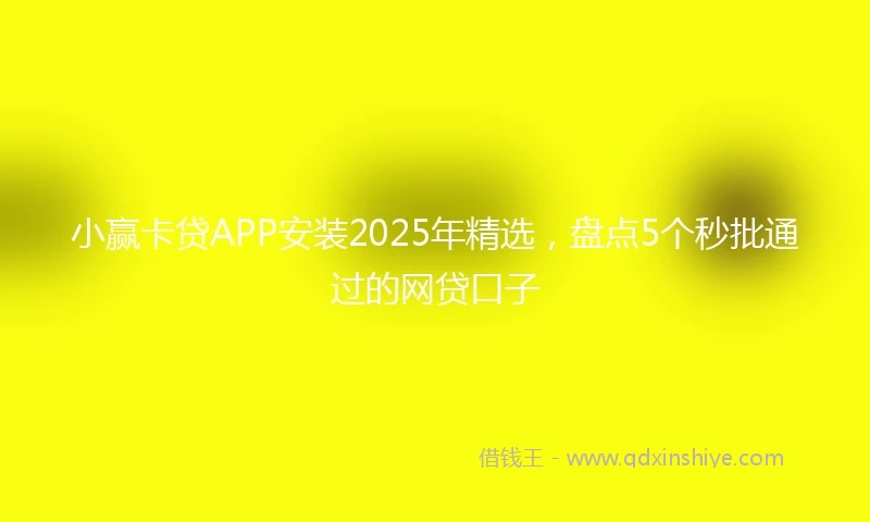 小赢卡贷APP安装2025年精选，盘点5个秒批通过的网贷口子