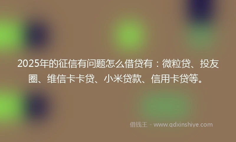 2025年的征信有问题怎么借贷有：微粒贷、投友圈、维信卡卡贷、小米贷款、信用卡贷等。