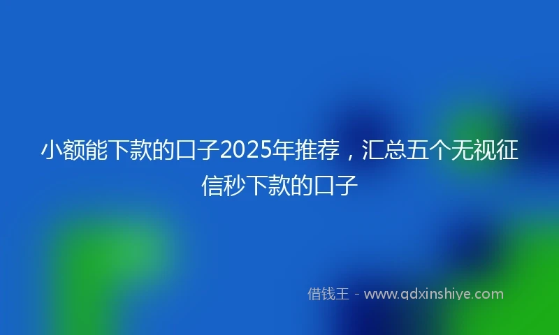 小额能下款的口子2025年推荐，汇总五个无视征信秒下款的口子