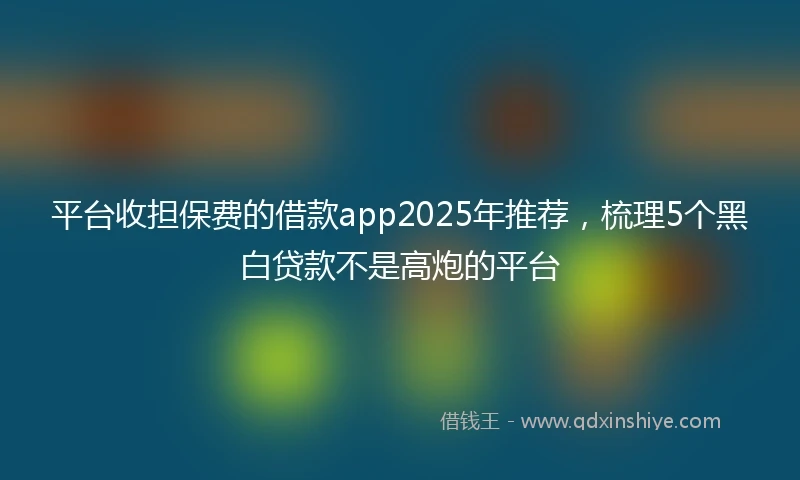 平台收担保费的借款app2025年推荐，梳理5个黑白贷款不是高炮的平台