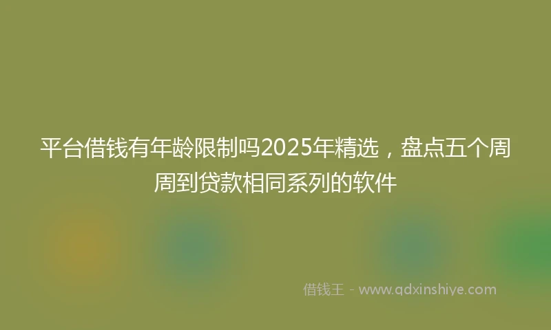 平台借钱有年龄限制吗2025年精选，盘点五个周周到贷款相同系列的软件