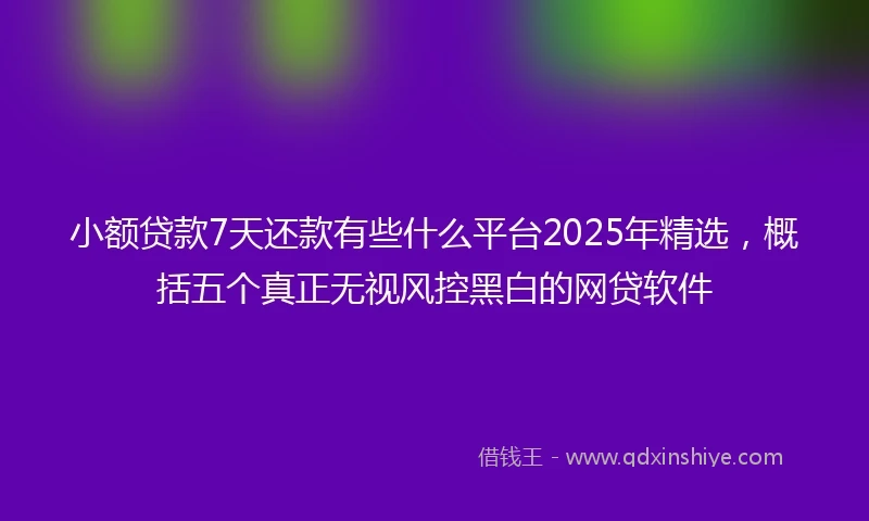 小额贷款7天还款有些什么平台2025年精选，概括五个真正无视风控黑白的网贷软件