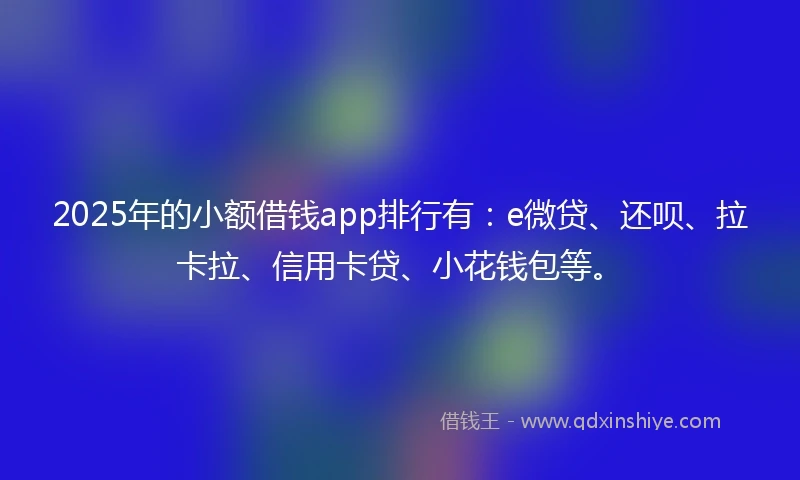 2025年的小额借钱app排行有：e微贷、还呗、拉卡拉、信用卡贷、小花钱包等。