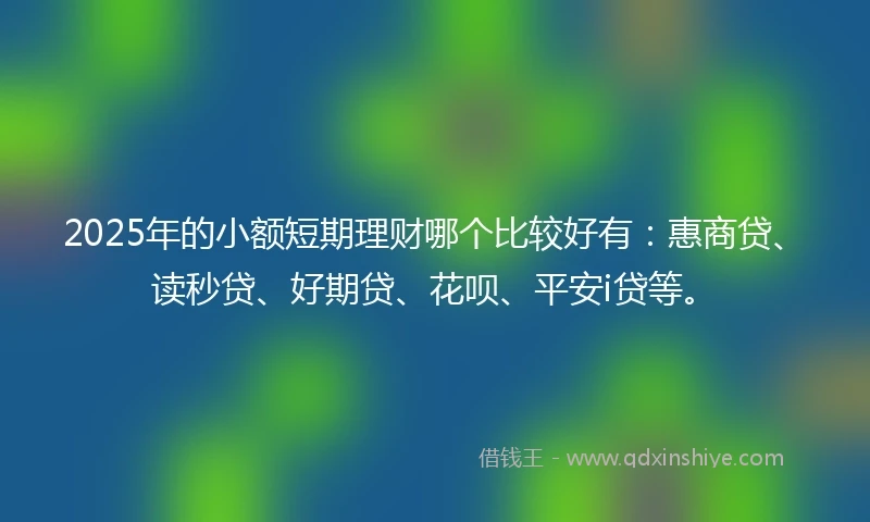 2025年的小额短期理财哪个比较好有：惠商贷、读秒贷、好期贷、花呗、平安i贷等。