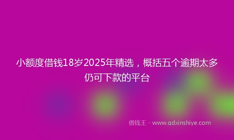 小额度借钱18岁2025年精选，概括五个逾期太多仍可下款的平台