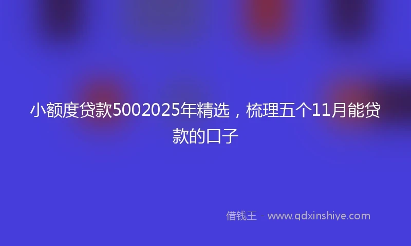 小额度贷款5002025年精选，梳理五个11月能贷款的口子