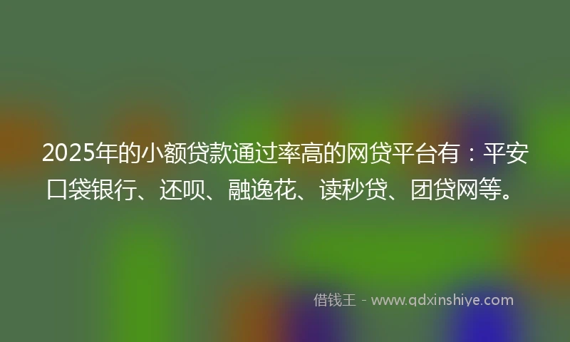 2025年的小额贷款通过率高的网贷平台有：平安口袋银行、还呗、融逸花、读秒贷、团贷网等。