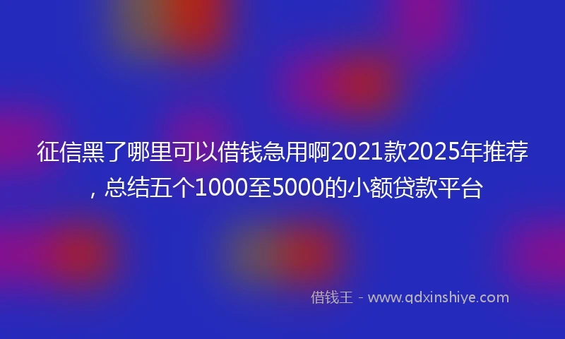 征信黑了哪里可以借钱急用啊2021款2025年推荐，总结五个1000至5000的小额贷款平台