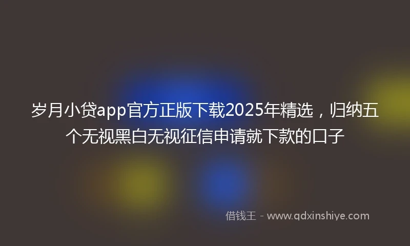 岁月小贷app官方正版下载2025年精选，归纳五个无视黑白无视征信申请就下款的口子