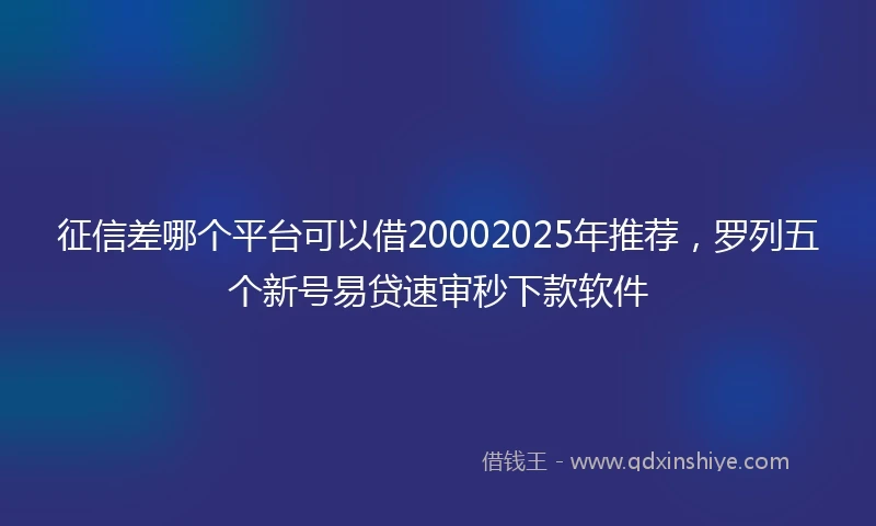 征信差哪个平台可以借20002025年推荐，罗列五个新号易贷速审秒下款软件