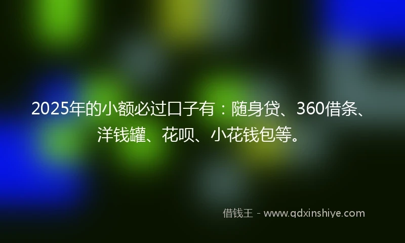 2025年的小额必过口子有：随身贷、360借条、洋钱罐、花呗、小花钱包等。