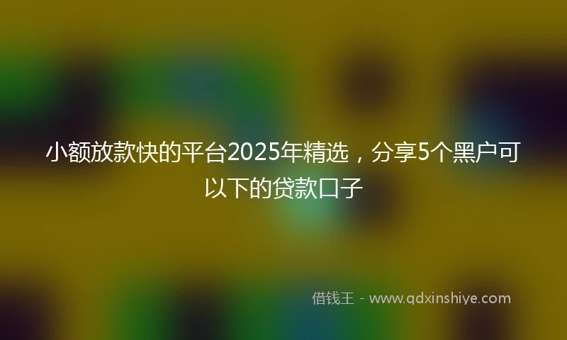 小额放款快的平台2025年精选，分享5个黑户可以下的贷款口子