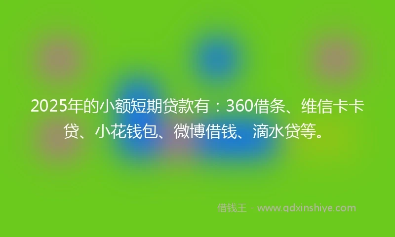 2025年的小额短期贷款有：360借条、维信卡卡贷、小花钱包、微博借钱、滴水贷等。