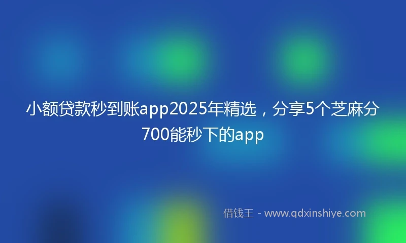 小额贷款秒到账app2025年精选，分享5个芝麻分700能秒下的app