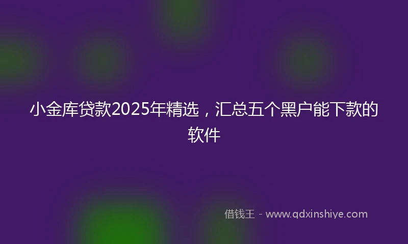 小金库贷款2025年精选，汇总五个黑户能下款的软件