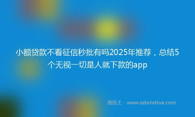 小额贷款不看征信秒批有吗2025年推荐，总结5个无视一切是人就下款的app