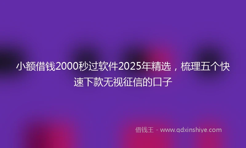 小额借钱2000秒过软件2025年精选，梳理五个快速下款无视征信的口子