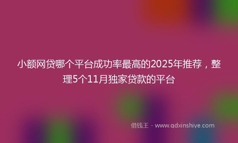 小额网贷哪个平台成功率最高的2025年推荐，整理5个11月独家贷款的平台