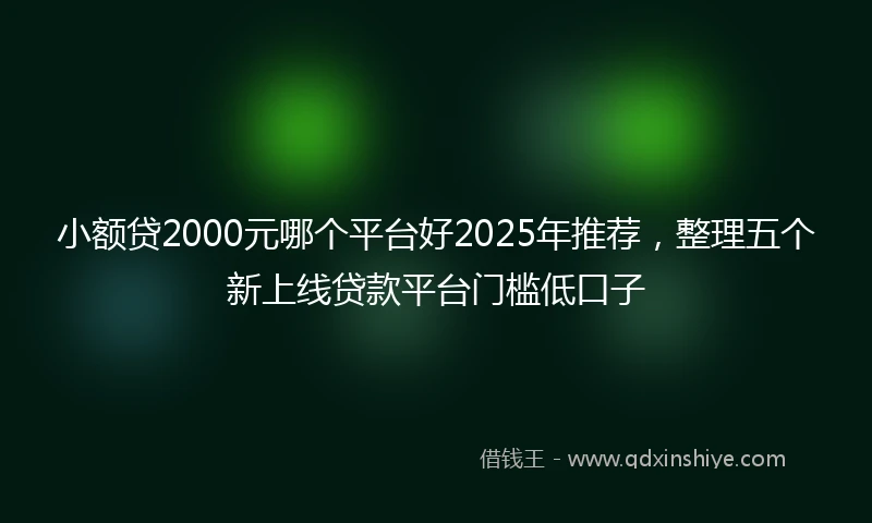 小额贷2000元哪个平台好2025年推荐，整理五个新上线贷款平台门槛低口子