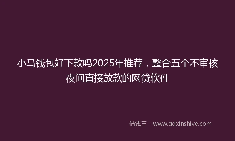小马钱包好下款吗2025年推荐，整合五个不审核夜间直接放款的网贷软件