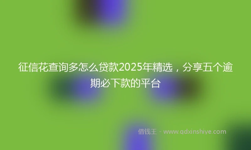 征信花查询多怎么贷款2025年精选，分享五个逾期必下款的平台