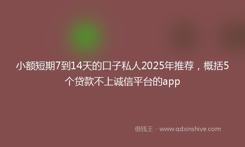小额短期7到14天的口子私人2025年推荐，概括5个贷款不上诚信平台的app