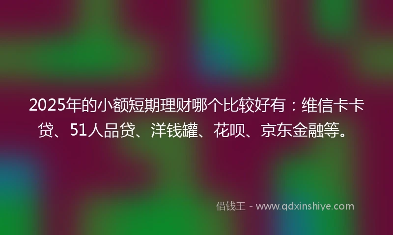 2025年的小额短期理财哪个比较好有：维信卡卡贷、51人品贷、洋钱罐、花呗、京东金融等。