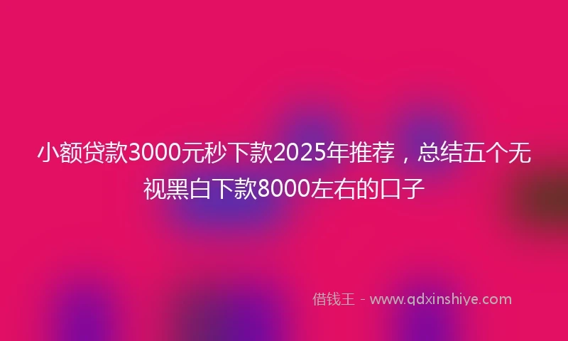 小额贷款3000元秒下款2025年推荐，总结五个无视黑白下款8000左右的口子