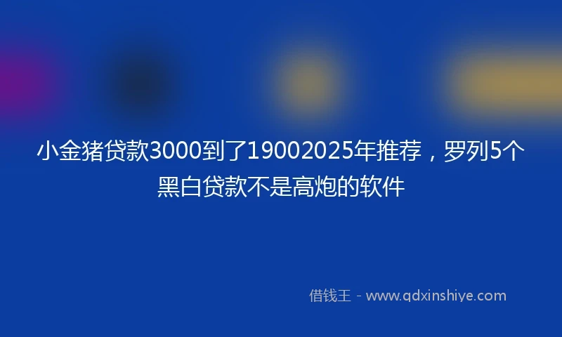 小金猪贷款3000到了19002025年推荐，罗列5个黑白贷款不是高炮的软件