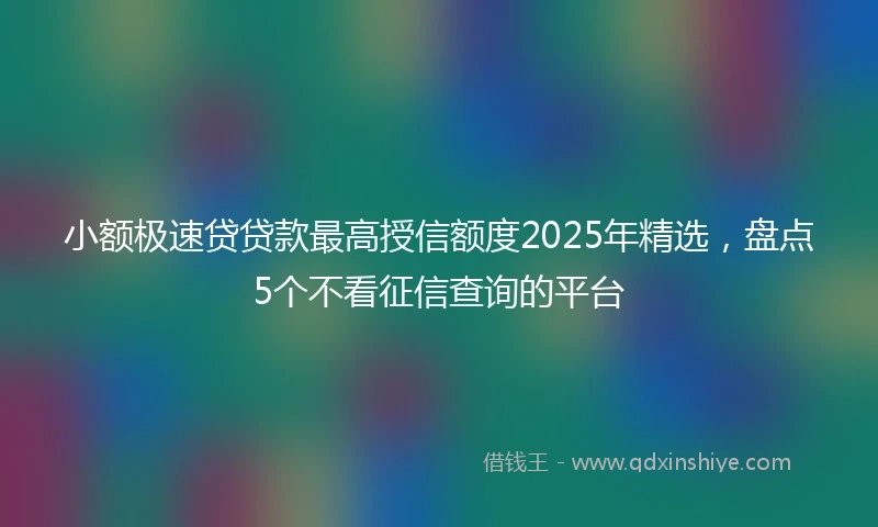 小额极速贷贷款最高授信额度2025年精选，盘点5个不看征信查询的平台