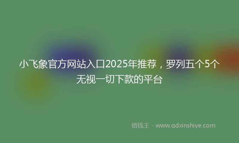 小飞象官方网站入口2025年推荐，罗列五个5个无视一切下款的平台
