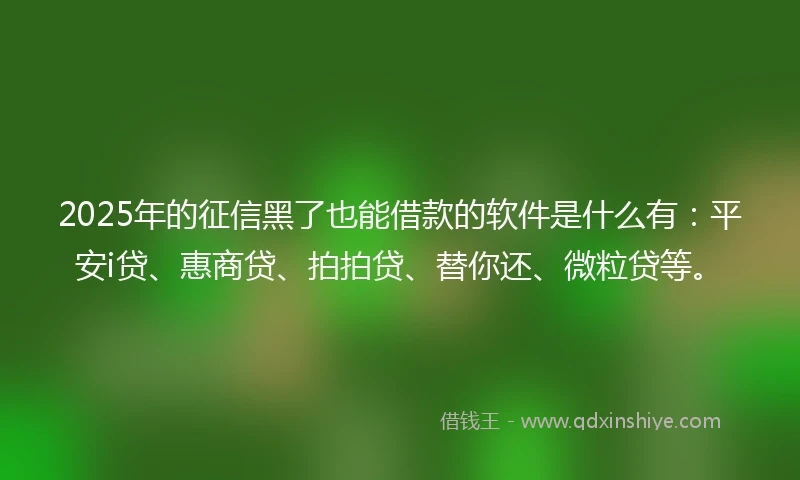 2025年的征信黑了也能借款的软件是什么有：平安i贷、惠商贷、拍拍贷、替你还、微粒贷等。